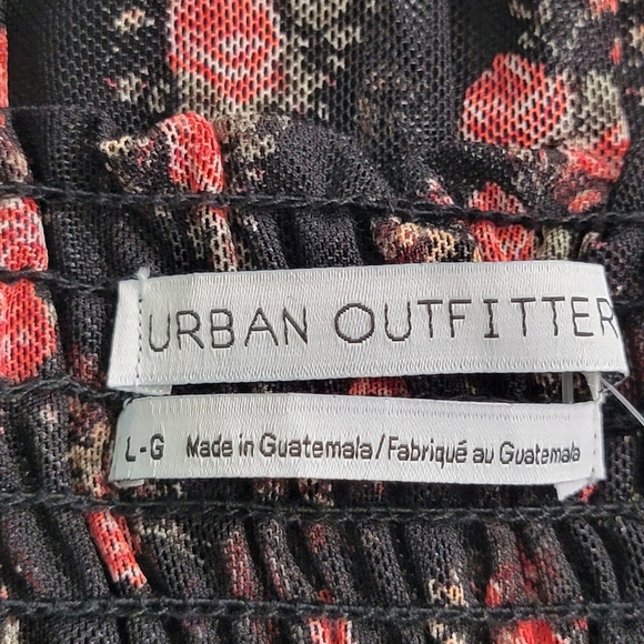 Urban Outfitters Black Pink Floral Y2K Grunge Fairy Coquette Mini Dress Sz L NEW - Picture 6 of 13